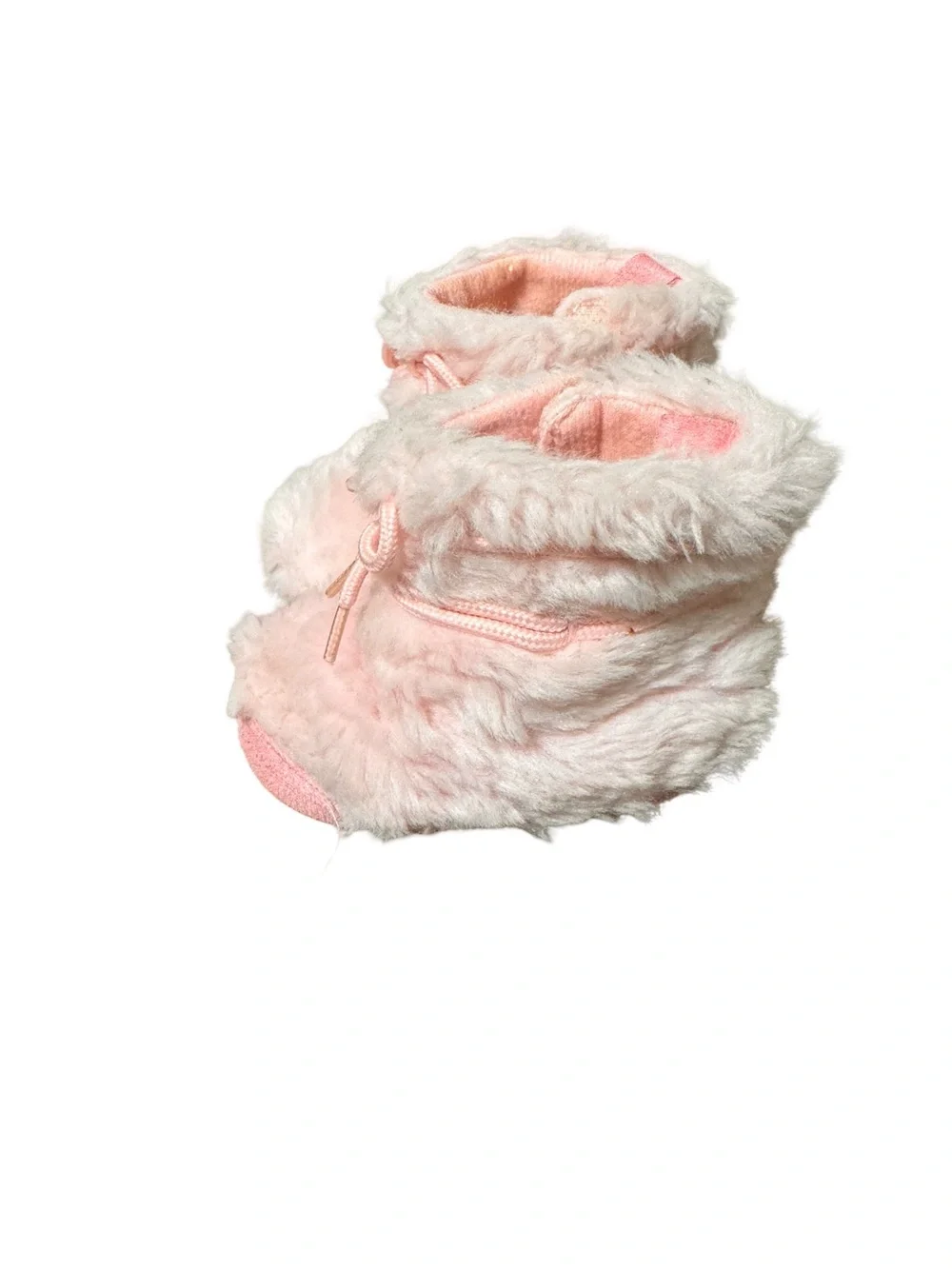 Rising Star Pastel Pink Plush Baby Booties with Bow Tie Size 9-12M